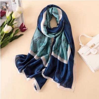 China Long Silk Scarf Shawl For Hijab Foulard Femme Chiffon Wrinkle Hair Scarf Shawls And Wraps Women Scarves for sale