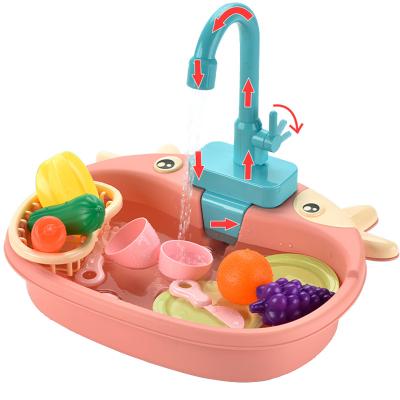 China Kids Sink Dishwasher Helper Childrens Electric Mini Kitchen Set Dish Washing Dish Washing Helper Childrens Toys Small Educational Plastic Faucet Toy for sale