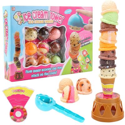 China Educational Toys Pretend Play Frozen Dessert Food Decorating Kit Colorful Ice Cream Store Treats Custom Playset Kids Ice Cream Toy for sale