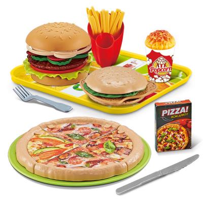 China DIY Food Set Toy Kids Toddler Removable Hamburger Sandwich Pizza Cutting Food Role Play Boys Girls Toys Cooking Pretend Play Set for sale