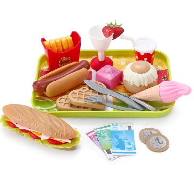 China Pretend Play Kindergarten Toys Preschool Educational Burger Toy Tray Playset Pretend Play Mini 3 Year Old Boys Babies Cooking Toys Kitchen Set For Kids for sale