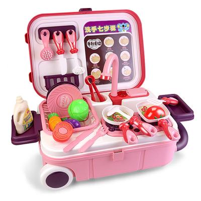 China Pretend Playing Kitchen Toy Juguetes New Funny Kitchen Cooking Pink Color Plastic Girl Pretend Play Kitchen Toy Set For Kids for sale