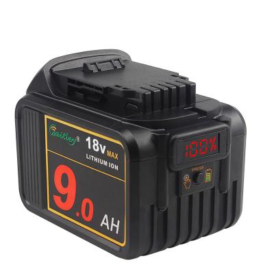 China Power Tools Waitley 18V 9.0Ah Max XR Lithium Ion Battery Replacement For Dewalt Power Tool 9000mAh DCB184 DCB181 DCB201 DCB200 20V 18v 9A for sale