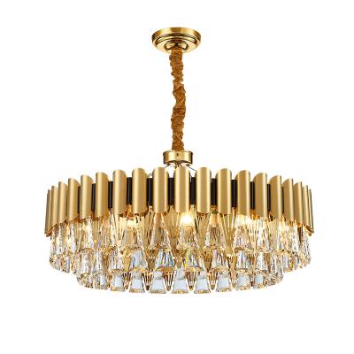 China Modern Home Hotel Crystal Chandelier K9 Stainless Steel Pendant Modern Decoration Gold Pendant Chandelier for sale