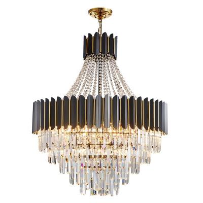 China Luxury Modern Lobby Black K9 Crystal Glass Chandelier for sale