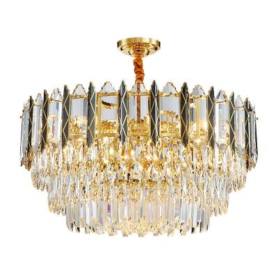 China Modern modern stainless steel mirror titanium + black titanium + crystal + electrophoresis gold living room glass chandelier for sale