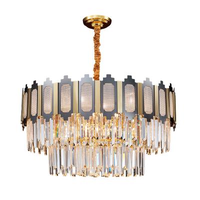 China Modern mirror titanium + electrophoresis gold + LED glass material light is suitable for crystal chandeliers in hotel lobby for sale