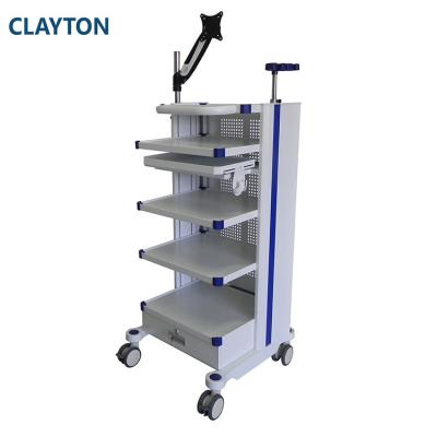 China Plate spacing can be adjusted hospital endoscopic instrument trolley endoscopic cart medical 4 layers for sale