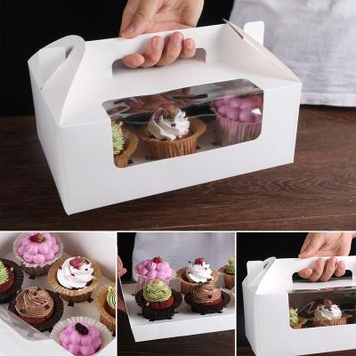 China IMEE Recyclable 1 2 4 6 Holes Easy Assemble Cupcake Party White Cheap Disposable Egg Cupcake Tart Cake Box With Handle for sale