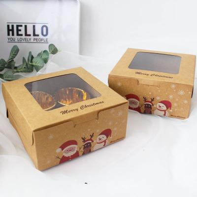 China IMEE Recyclable Brown Kraft Paper Packaging Bakery Cookies Packaging Muffin Xmas Cupcake Boxes With Window for sale