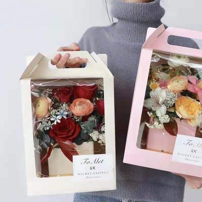 China IMEE Valentine's Day Valentine's Day Recyclable Luxury Gift Box Three Side Window Flower Transparent Gift Box for sale