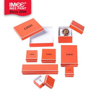 China IMEE Luxury Orange Earrings Necklace Bracelet Display Gift Jewelry Packaging Box With Custom Logo for sale