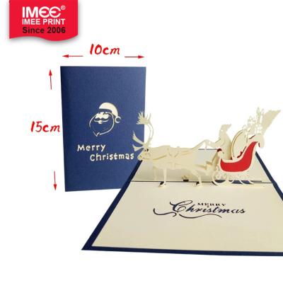 China China IMEE Customize Luxury Fancy Merry Christmas Cards Handmade Funny Christmas 3d Laser Pop Up Card for sale