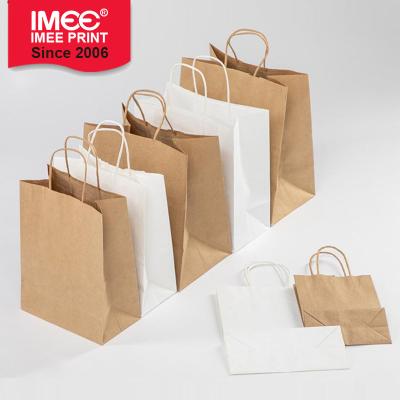 China Recyclable Personalized Recyclable Gift Retail Bottle Kraft Paper Sachets Brown White Bag With Handles And Logo for sale