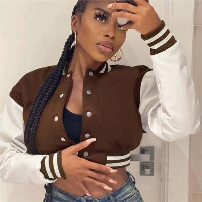 China Viable good quality women cropped varsity jackets with best long sleeves baseball jackets for ladies Te koop