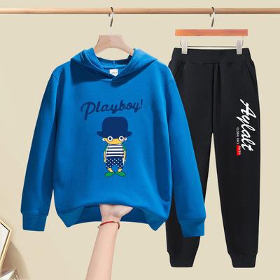 中国 2021 New Wholesale Casual Solid Color Children Baby Kids Boys Hoodies Custom Clothing Sets Tracksuit Kids 販売のため