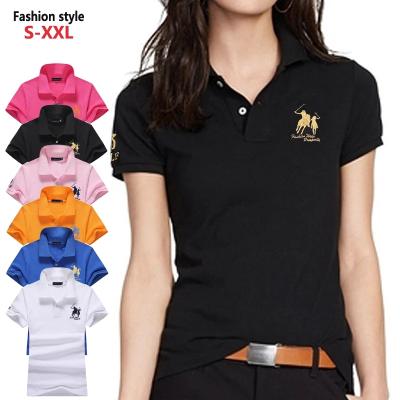 중국 Anti-wrinkle fashion brand polo shirts tops summer new short sleeve women's casual polo shirts cotton lapel ladies where polo shirts slim women's S-2XL 판매용