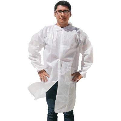 China S&J OEM Wholesale Nonwoven White Medical PP Cheap Disposable Surgery Lab Coats with Pockets for sale