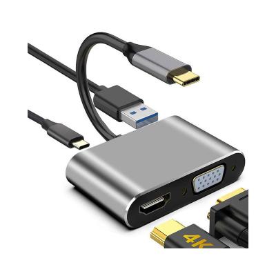 China USB 3.0+PD charging+VGA+4K HDTV 4 in 1 USB C C Adapter Hub to 4k HDMI VGA Multi PD USB 3.0 Hub Adapter Laptop Dock Dock Station for Laptop phone macbook laptop for sale