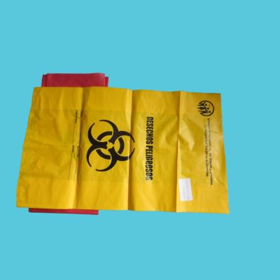 China Biohazard Bags With Drawstrings 12-16 Gallon Capacity 25 X 35 In With Large Marking Area And Sterilization Indicator Patch for sale