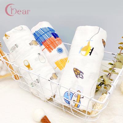 China Portable Super Soft Baby Blanket Muslin Baby Gift C'dear Super Soft 2 Layer 100% Cotton Muslin Wrap Blankets for sale