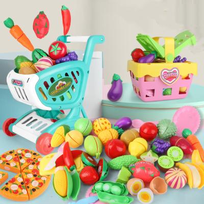 China Funny Educational Baking Toys C'dear Montessori Play Learning Musical Cut Fruit Vegetable Dessert Baby Miniature Kitchen Plastic Pretend Play Food Set for sale