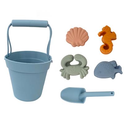 China Kids Summer Play Toy C'dear Customized BPA Free Portable Silicone Sand Bucket Toys Beach Toy Bucket Pail Spade Set // for sale