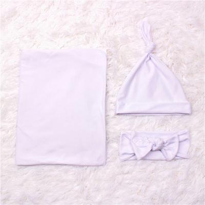 China C'dear Anti-Static Ready to Ship 3Pcs/Set Newborn Baby Wrap Wrap Headband Cover Beanie Set Soft Baby Receiving Covers for sale