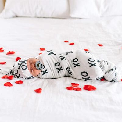 China C'dear Newborn Anti-Static High Quality Floral Printing Wraps Wrap Blanket, 100% Cotton Baby Receiving Blanket With Matching Beanie Hat for sale