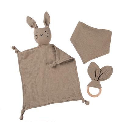 China C'dear Baby Gift Box Set Eco-Friendly 100% Cotton Bibs Cover Natural Organic Wooden Teething Ring Bunny Baby Teether // for sale