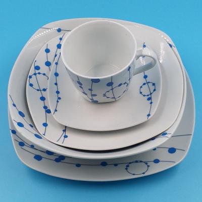 China Viable custom logo wholesale square dinner sets 20/30 pcs vajilla de porcelana ceramic dinnerware set for sale