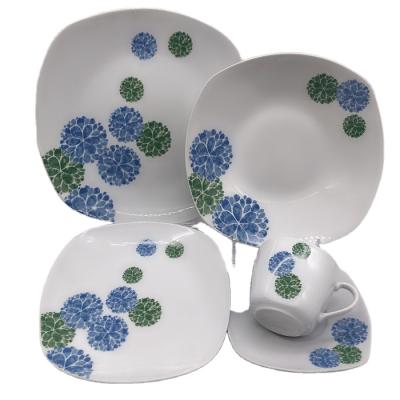 China Sustainable 20pcs&30pcs Square Shape Custom Printed Ceramic Dinner Set Porcelain Eco - Friendly Dinner Set for sale