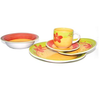 China Sustainable Colorful Hand Painted Ceramic Stoneware Dinner Set Dinnerware Sets For Hotel for sale