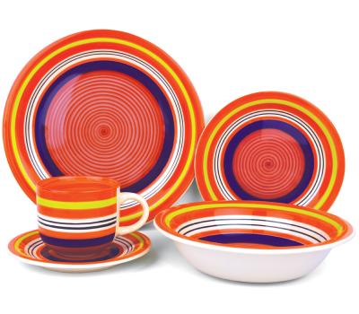 China Sustainable Hot Sale 30pcs Porcelain Dinner Set Stoneware Dinner Set Around Colorful for sale