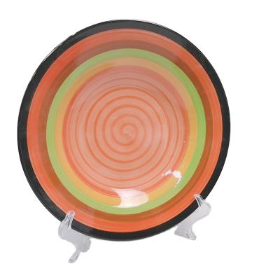 China Viable Direct Supply Fine Ceramic Soup Dish Hand Painted Striped Ceramic Dish For Home Hotel for sale