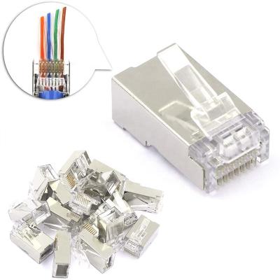 중국 Network Connection RJ45 Connector Pass Through 8P8C CAT6 Shielded Connector End Ethernet Modular Plug 판매용