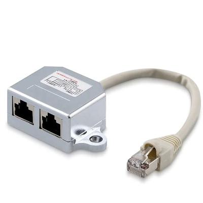 China RJ45 Teleommunication Male 1 to 2 Female LAN Ethernet Splitter Adapter Cable for sale