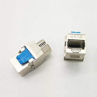 China Cat8 Keystone Jack Cat 8 RJ45 STP Zinc Alloy Toolless Type Termination Shielded Keystone Jack Adapter for sale