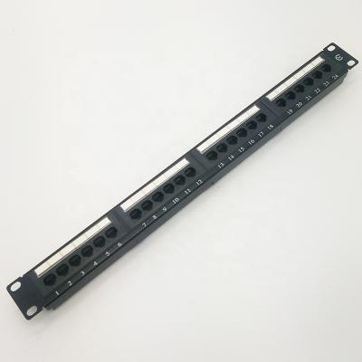 중국 Unshielded 24-Port Cat5e Teleommunication Patch Panel For 19-Inch Wallmount Or 1U Ethernet Network Black Rackmount 판매용