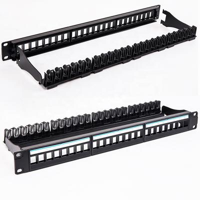 China High Quality Teleommunication Design 19 Inch 24 Ports Empty Unloaded UTP Patch Panel for sale