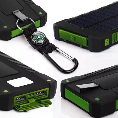 China Hot Selling 20000mAh IP67 Fast Support 2023 Waterproof Mobile Power Bank Solar Charger with Compass and LED Light for sale