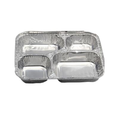 China Thermal resistance 8011 alloy 3 compartment tray box lunch box sap050d sealable disposable plastic lunch box aluminum foil container for sale