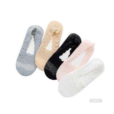 China DS C0061 Women's QUICK DRY footie stockings cut out women's low cut lace sneaker socks invisible lace socks for sale