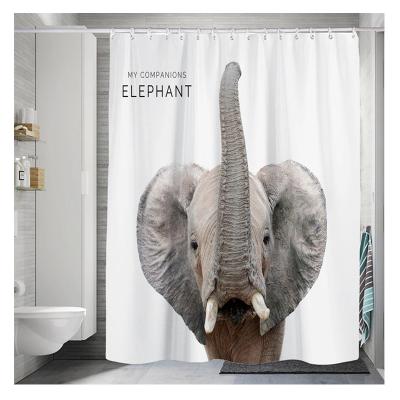 China Viable Wholesale Bonfull Kids Bathroom Cute Elephant Animal Printed Home Decorative Shower Curtain for sale