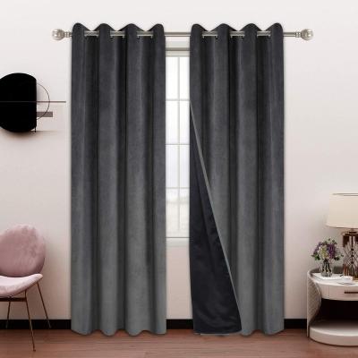 China Bonfull Blackout Blackout 100% Velvet Curtains for Bedroom and Living Room, Dark Gray - Thermal Insulated and Energy Saving Curtain for sale