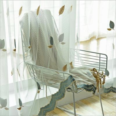 China Bonfull New Arrival Modern Embroidery Double Colors Leaves Pattern Sheer Curtain Embroidered Sheer Curtains For Living Room for sale