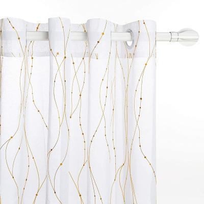 China Bonfull Modern Carriage Sheer Curtain With Wave Dots Pattern Polyester Metallic Printing 100% Sheer Curtains For Living Room for sale