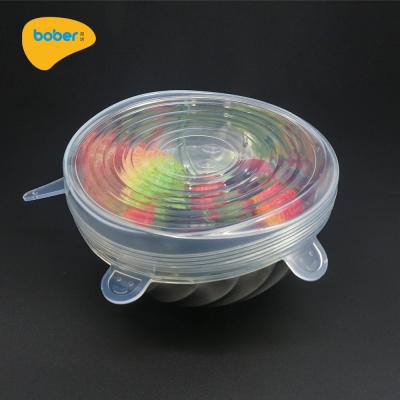 China 100% Food Grade Silicone Stretchable Silicone 6 Pack Universal Silicone Suction Lid Reusable Stretch Lids for sale