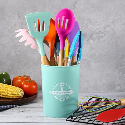 China Sustainable 12 Pieces Set Food Grade Silicone Cooking Utensil Set Kitchen Tableware Bakeware Kitchen Accessories for sale