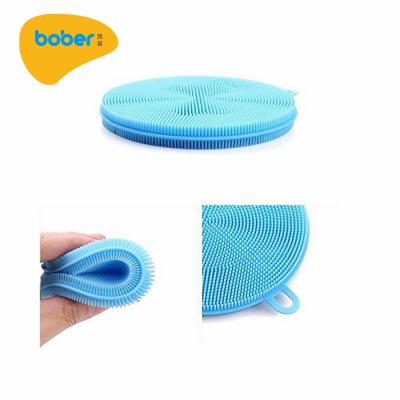 China Durable Washable Dish Washing Sponge Silicone Scrubber Dishwashing Cleaning Brush for sale